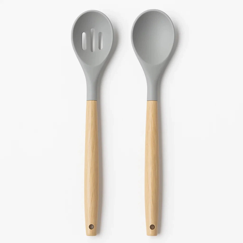 Set de Utensilios x2 de Silicona y Madera | Cocina