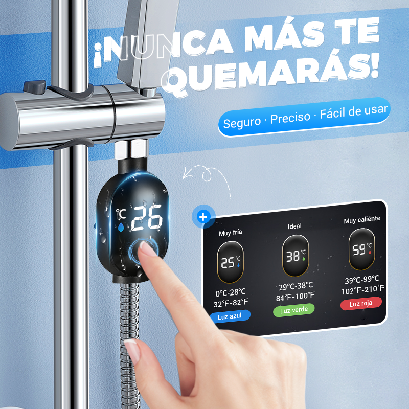 Termómetro de ducha Indicador LED - Muestra la Temperatura del Agua con Colores, Fácil Instalación y Ahorro de Energía