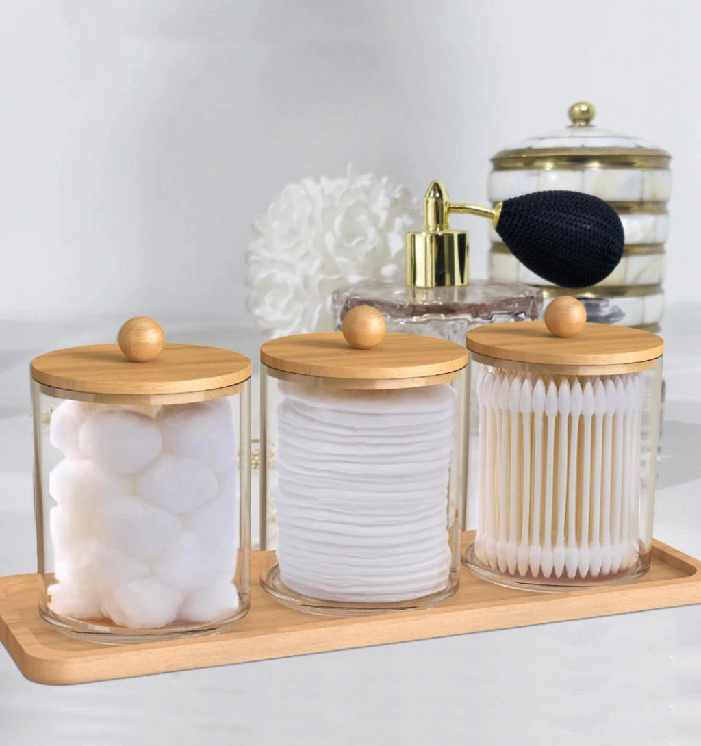 Set de Accesorios x3 en Acrílico y Bambú | Organización de Baño